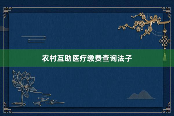 农村互助医疗缴费查询法子